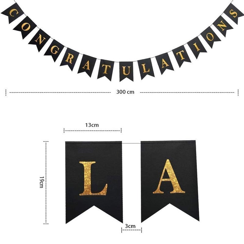 Decor365 Gold Black Congratulations Banner for Graduatoin Party Decoration Swallowtail Pennant Flags Bunting Hanging Congrats Sign for New Job Promotion Retirement Team Parties- No DIY Needed - Image 5